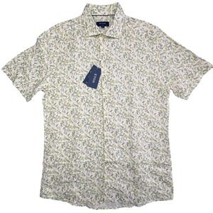 ETON 100% Linen Motif Shirt Mens XL 17.5 Slim Fit Tropical Bananas Resort NWT